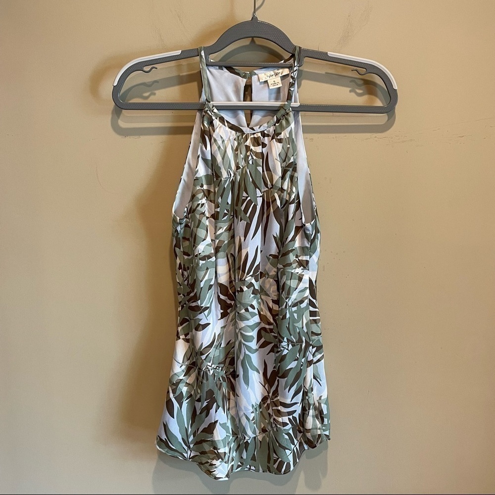 tyler boe 100% Silk Dress tropical leaf print 6